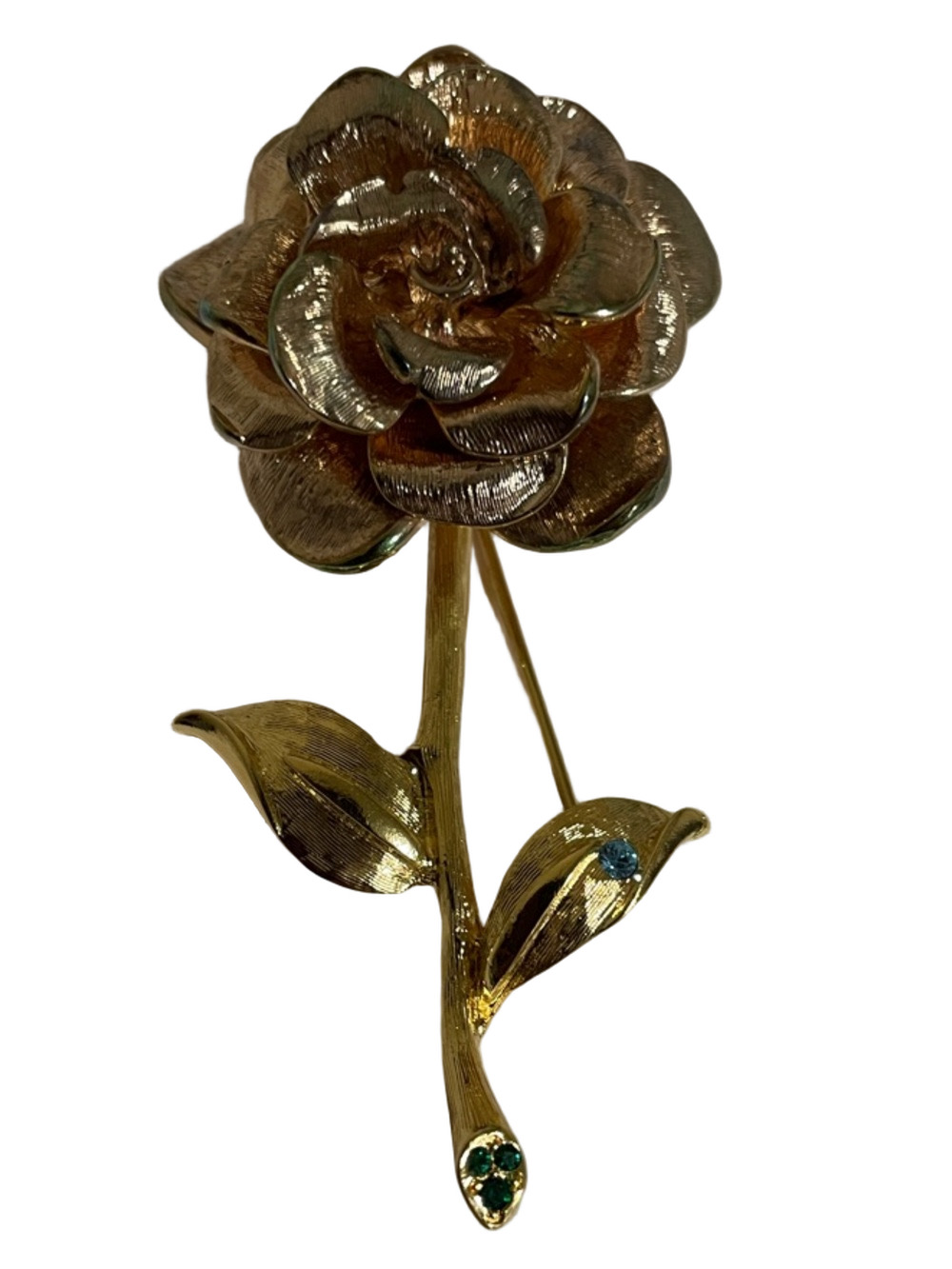 Jackie Bouvier Kennedy Signed Gold Tone Rose Brooch